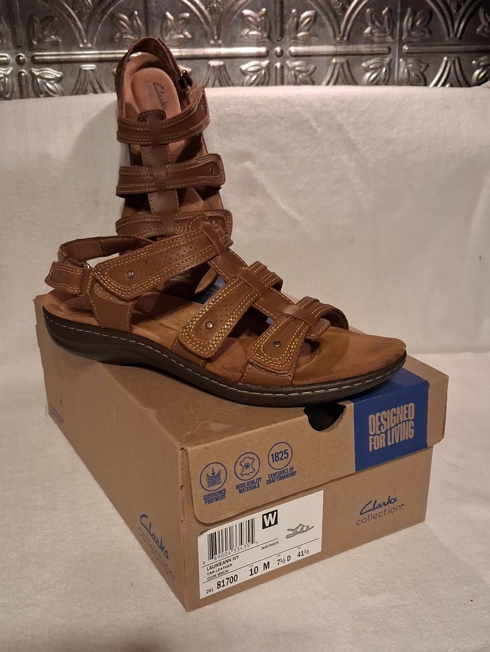 Clarks Brown Leather Multi-Strap Comfort Sandals Size 10